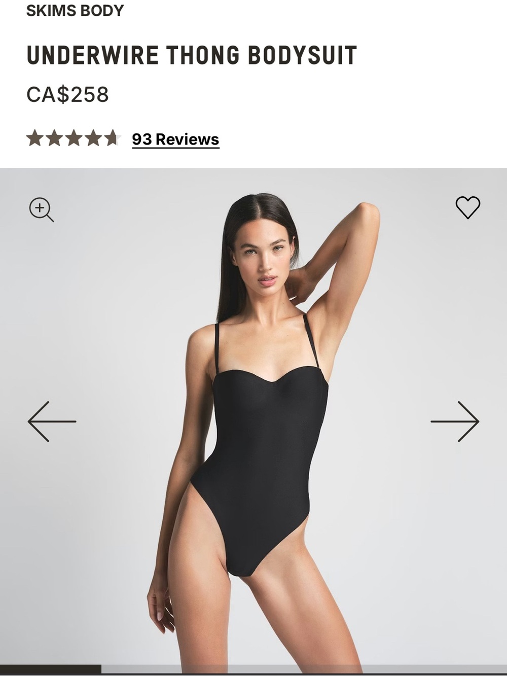 SKIMS Viral Black Underwire Thong Bodysuit